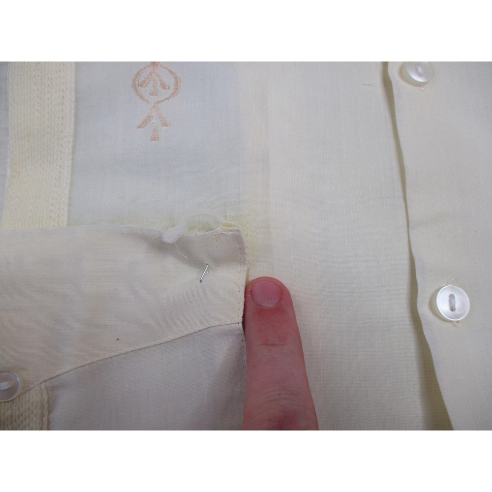 Catalogne Shirt Mens 44 Yellow Vintage Short Sleeve Guayabera Button Up - Picture 6 of 9